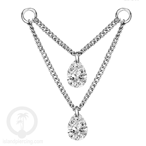 Rantai untuk dekorasi Body Jewelry dan Anting telinga connective chain warna silver dengan kristal