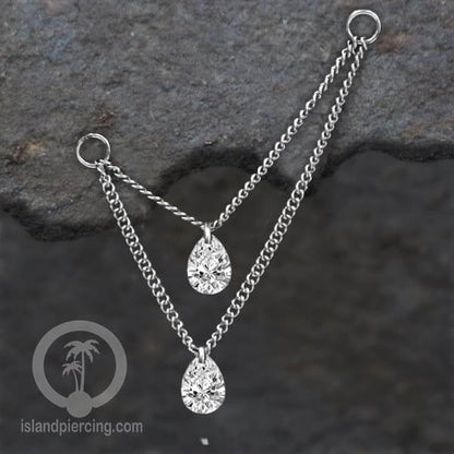 Rantai untuk dekorasi Body Jewelry dan Anting telinga connective chain warna silver dengan kristal