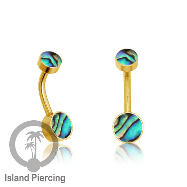 Anting Pusar/Navel Bar warna gold Piercing Jewelry ada pilihan kerang laut atau kristal bening