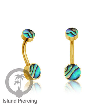 Anting Pusar/Navel Bar warna gold Piercing Jewelry ada pilihan kerang laut atau kristal bening