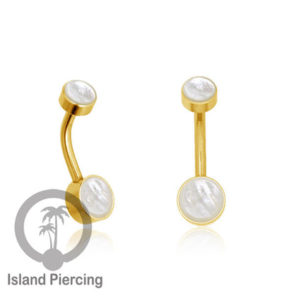 Anting Pusar/Navel Bar warna gold Piercing Jewelry ada pilihan kerang laut atau kristal bening