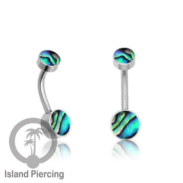 Anting Pusar/Navel Bar warna silver Piercing Jewelry ada pilihan kerang laut atau zirconia bening