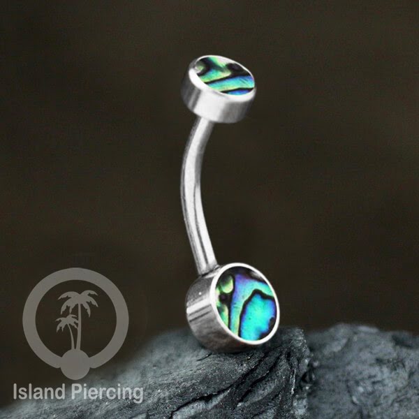 Anting Pusar/Navel Bar warna silver Piercing Jewelry ada pilihan kerang laut atau zirconia bening