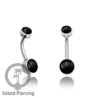 Anting Pusar/Navel Bar warna silver Piercing Jewelry ada pilihan kerang laut atau zirconia bening