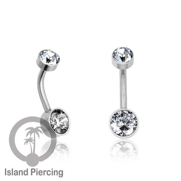 Anting Pusar/Navel Bar warna silver Piercing Jewelry ada pilihan kerang laut atau zirconia bening