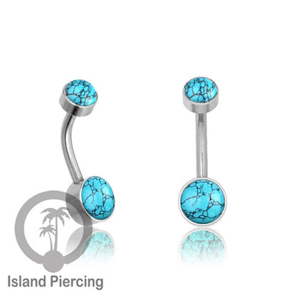 Anting Pusar/Navel Bar warna silver Piercing Jewelry ada pilihan kerang laut atau zirconia bening