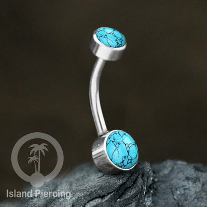 Anting Pusar/Navel Bar warna silver Piercing Jewelry ada pilihan kerang laut atau zirconia bening