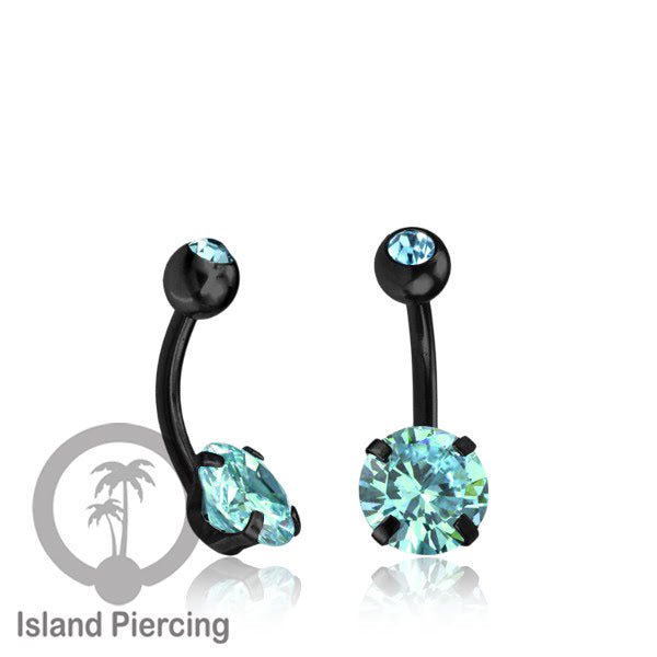 Anting Pusar/Navel Bar warna gold Piercing Jewelry Kristal Besar Warna-warni istimewa
