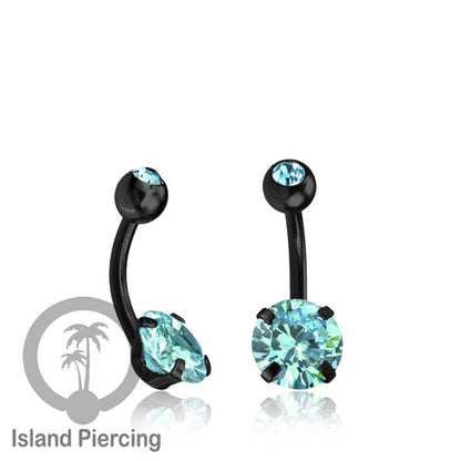 Anting Pusar/Navel Bar warna gold Piercing Jewelry Kristal Besar Warna-warni istimewa