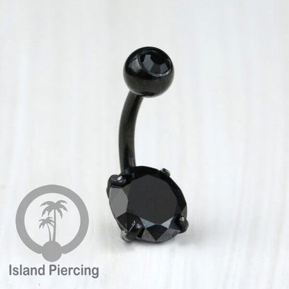 Anting Pusar/Navel Bar warna Hitam Piercing Jewelry Kristal Besar Warna-warni istimewa