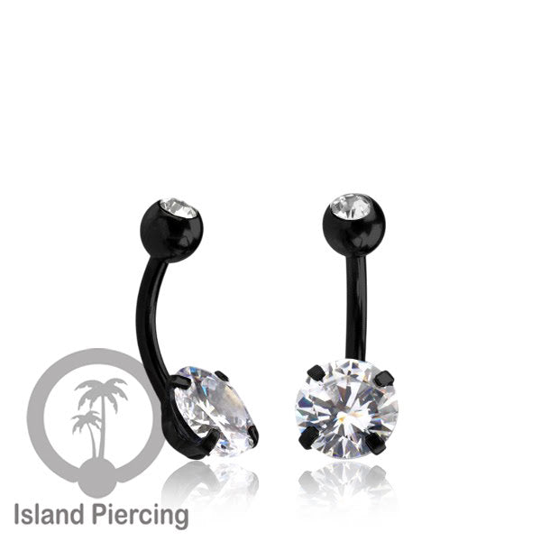 Anting Pusar/Navel Bar warna Hitam Piercing Jewelry Kristal Besar Warna-warni istimewa