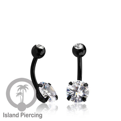 Anting Pusar/Navel Bar warna Hitam Piercing Jewelry Kristal Besar Warna-warni istimewa