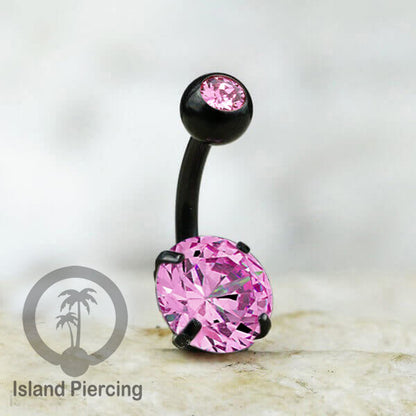 Anting Pusar/Navel Bar warna Hitam Piercing Jewelry Kristal Besar Warna-warni istimewa
