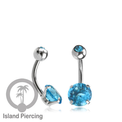 Anting Pusar/Navel Bar warna silver Piercing Jewelry Kristal