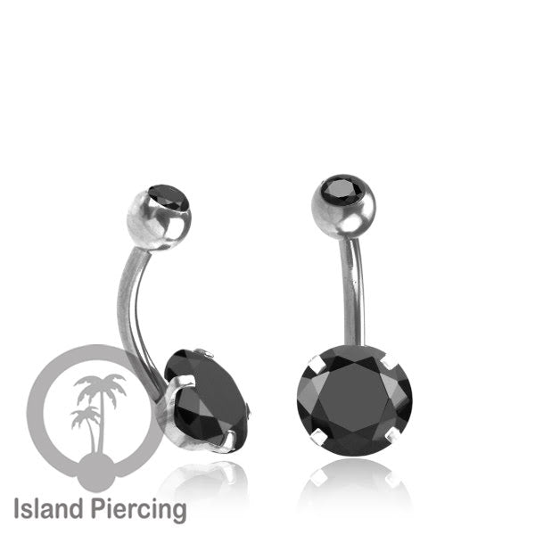 Anting Pusar/Navel Bar warna silver Piercing Jewelry Kristal