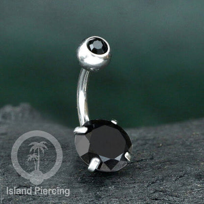 Anting Pusar/Navel Bar warna silver Piercing Jewelry Kristal