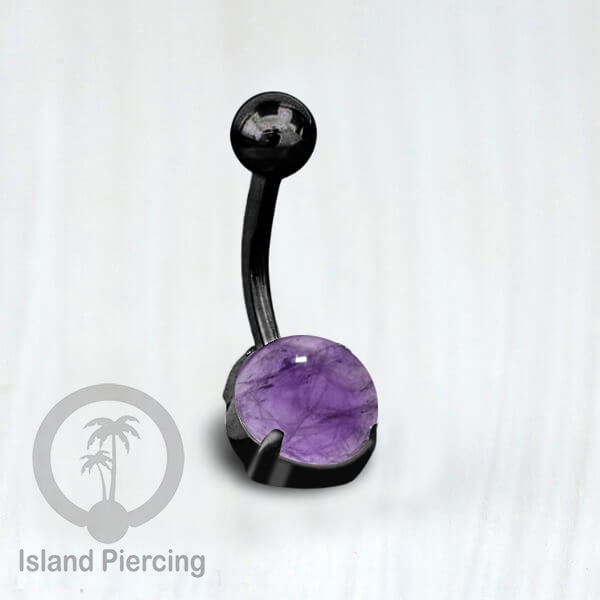 Anting Pusar/Navel Bar warna hitam Piercing Jewelry dengan batu asli.