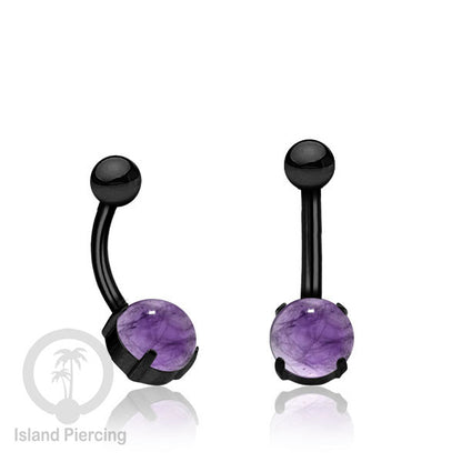 Anting Pusar/Navel Bar warna hitam Piercing Jewelry dengan batu asli.
