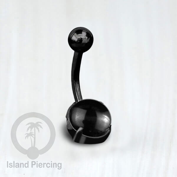 Anting Pusar/Navel Bar warna hitam Piercing Jewelry dengan batu asli.