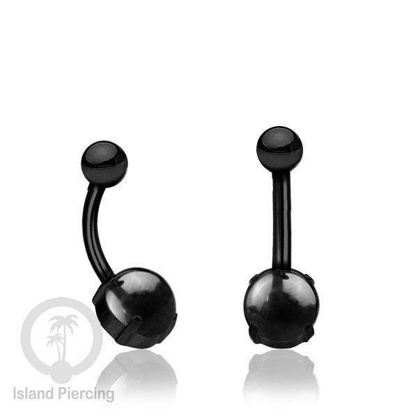 Anting Pusar/Navel Bar warna hitam Piercing Jewelry dengan batu asli.