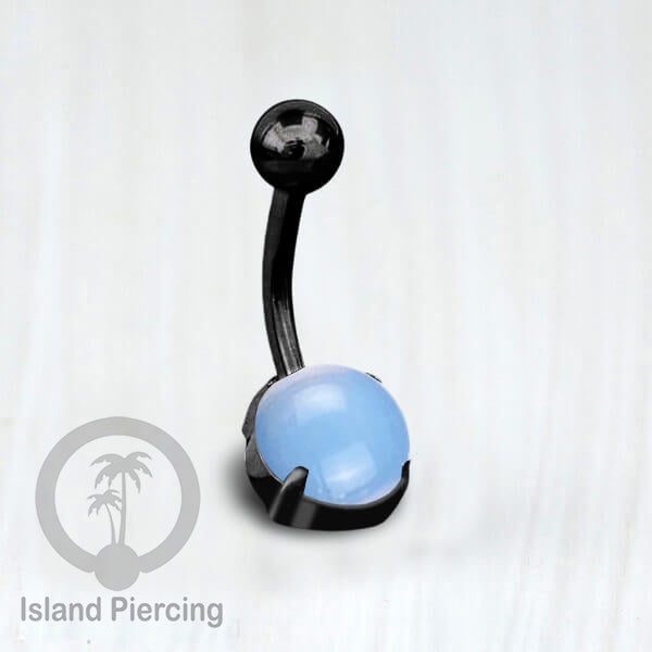 Anting Pusar/Navel Bar warna hitam Piercing Jewelry dengan batu asli.