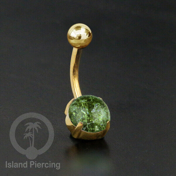Anting Pusar/Navel Bar warna Gold Piercing Jewelry dengan batu asli.