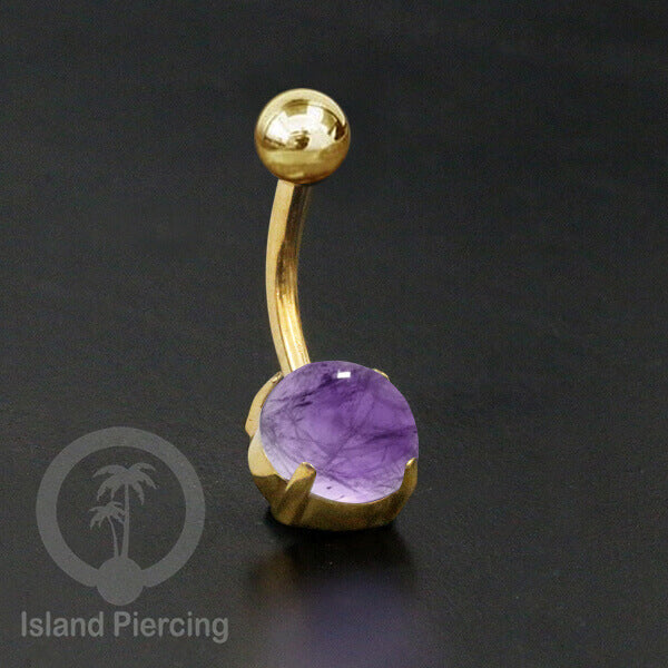 Anting Pusar/Navel Bar warna Gold Piercing Jewelry dengan batu asli.