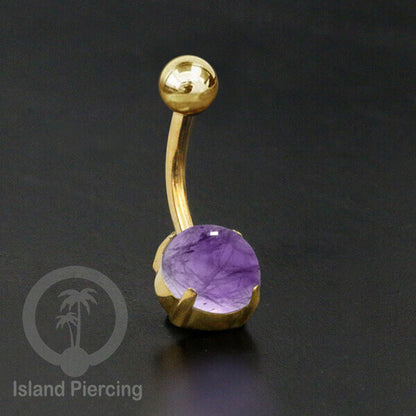 Anting Pusar/Navel Bar warna Gold Piercing Jewelry dengan batu asli.