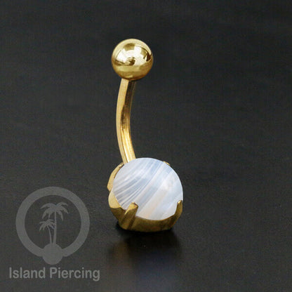 Anting Pusar/Navel Bar warna Gold Piercing Jewelry dengan batu asli.