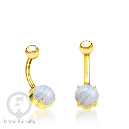 Anting Pusar/Navel Bar warna Gold Piercing Jewelry dengan batu asli.