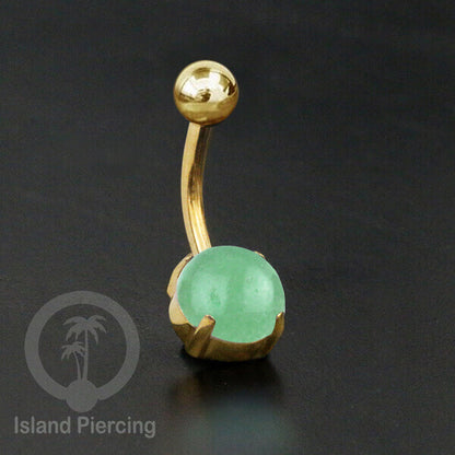 Anting Pusar/Navel Bar warna Gold Piercing Jewelry dengan batu asli.