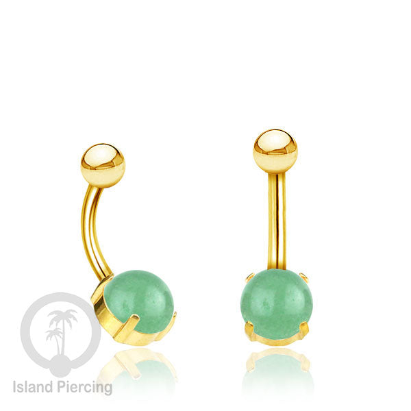 Anting Pusar/Navel Bar warna Gold Piercing Jewelry dengan batu asli.