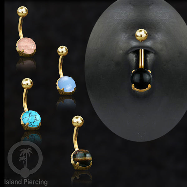 Anting Pusar/Navel Bar warna gold Piercing Jewelry dengan banyak pilihan batu asli