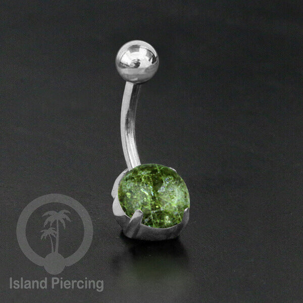 Anting Pusar/Navel Bar warna SIlverPiercing Jewelry dengan batu asli
