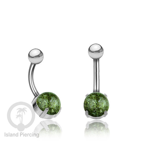 Anting Pusar/Navel Bar warna SIlverPiercing Jewelry dengan batu asli