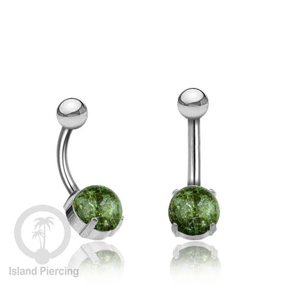 Anting Pusar/Navel Bar warna SIlverPiercing Jewelry dengan batu asli