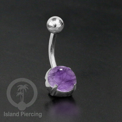 Anting Pusar/Navel Bar warna SIlverPiercing Jewelry dengan batu asli