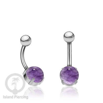 Anting Pusar/Navel Bar warna SIlverPiercing Jewelry dengan batu asli