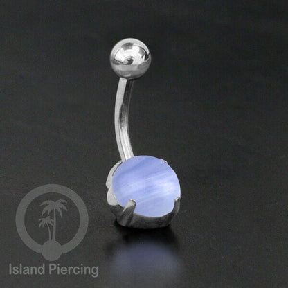 Anting Pusar/Navel Bar warna SIlverPiercing Jewelry dengan batu asli