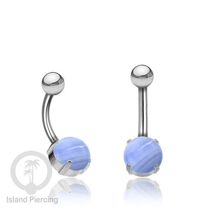 Anting Pusar/Navel Bar warna SIlverPiercing Jewelry dengan batu asli