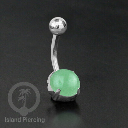 Anting Pusar/Navel Bar warna SIlverPiercing Jewelry dengan batu asli