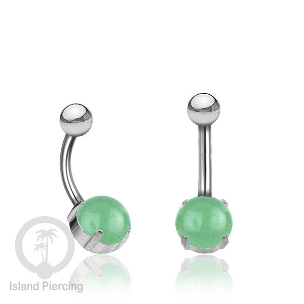 Anting Pusar/Navel Bar warna SIlverPiercing Jewelry dengan batu asli
