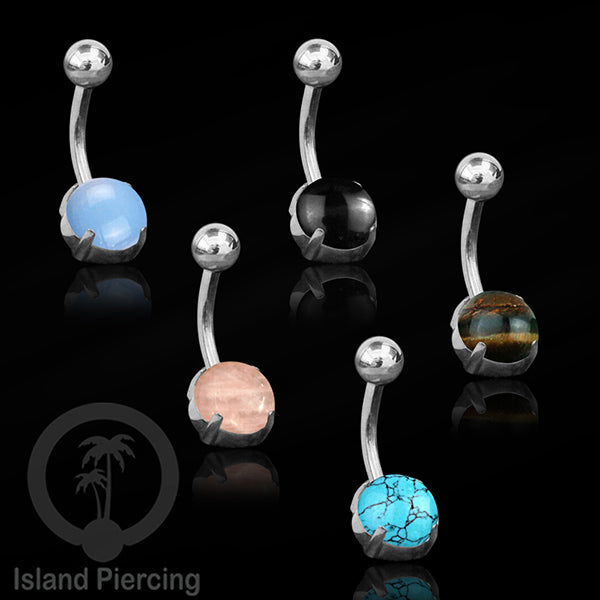 Anting Pusar/Navel Bar warna silver Piercing Jewelry dengan banyak pilihan batu asli