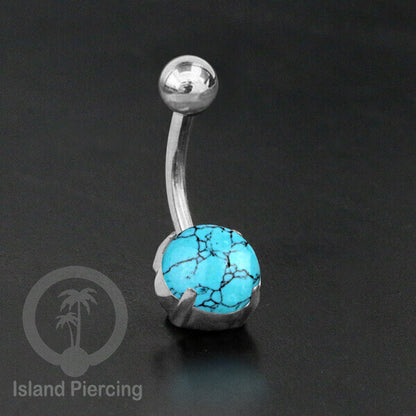 Anting Pusar/Navel Bar warna silver Piercing Jewelry dengan banyak pilihan batu asli