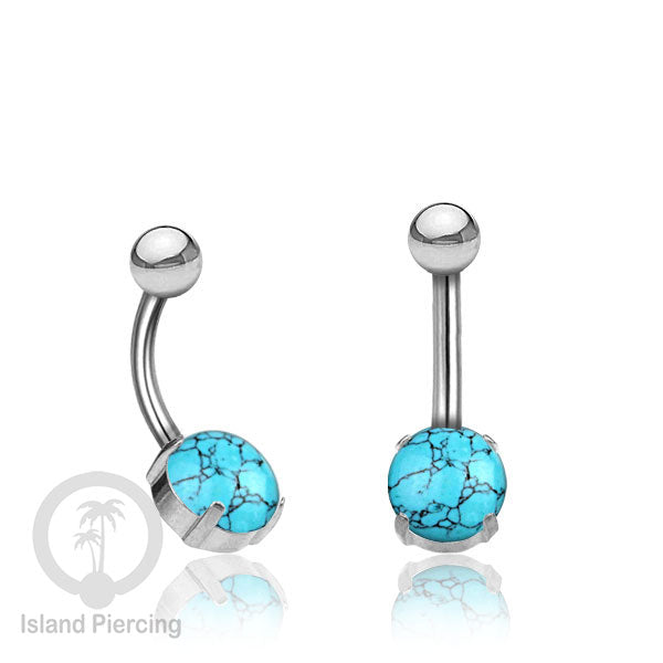 Anting Pusar/Navel Bar warna silver Piercing Jewelry dengan banyak pilihan batu asli