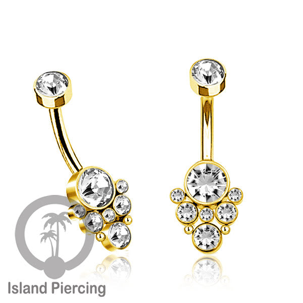 Anting Pusar/Navel Bar warna gold Piercing Jewelry Kristal