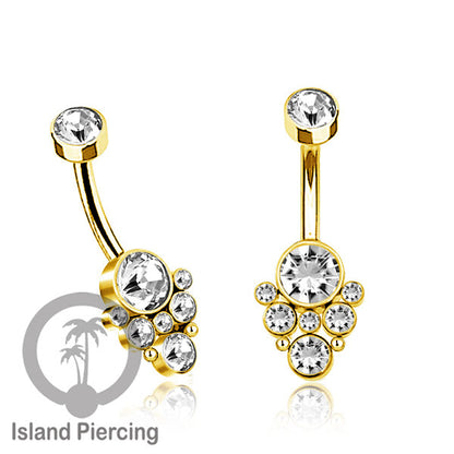 Anting Pusar/Navel Bar warna gold Piercing Jewelry Kristal