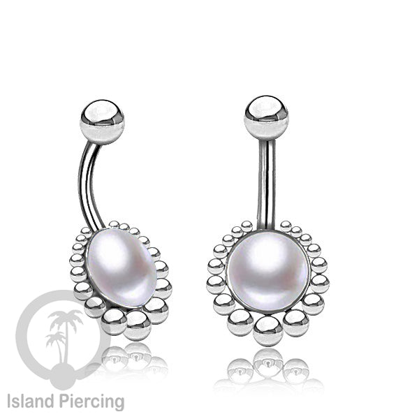 Steel navel bars , Tindik Pusar Stainless warna silver dengan batu asli banyak pilihan