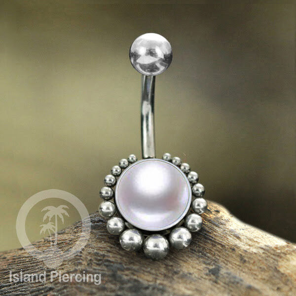 Steel navel bars , Tindik Pusar Stainless warna silver dengan batu asli banyak pilihan