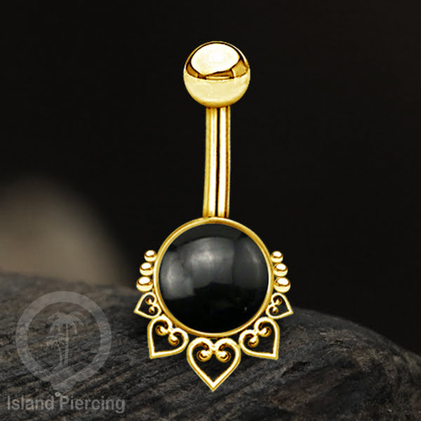 316L Steel Belly Piercing ,Perhiasan Tindik Pusar Stainless warna Gold, batu asli banyak pilihan